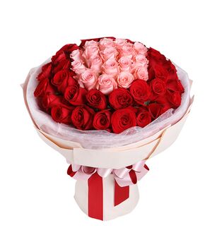 one dozen pink two dozen red roses bouquet send to vietnam