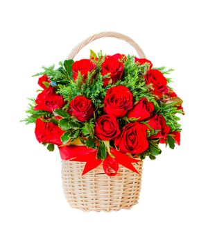 one dozen red roses basket to vietnam