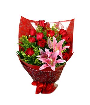 send one dozen red roses with 2 lilies to vietnam