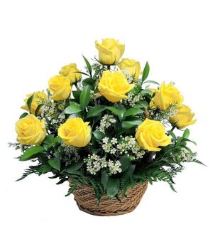 one dozen yellow roses basket to vietnam