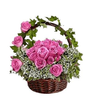 send pink rose basket to vietnam