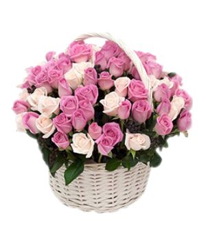 send pink cloud roses basket to vietnam