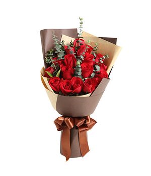 two dozen red roses with fillers send to vietnam