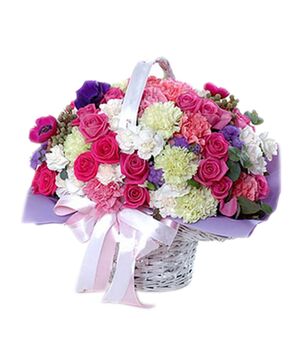 24 mixed color carnations with dozen pink roses delivery to vietnam