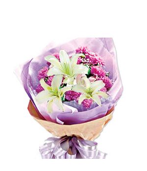 3 white lilies and 16 pink carnations send to vietnam