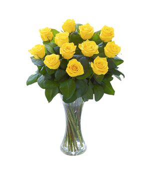 dozen yellow roses in vase to vietnam