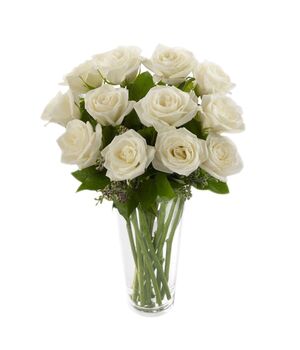 one dozen classic white roses to vietnam