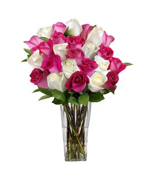 pink and white roses in vase to vietnam