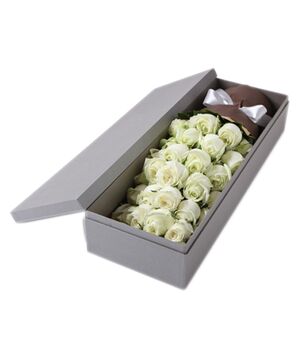 two dozen white roses in box to vietnam