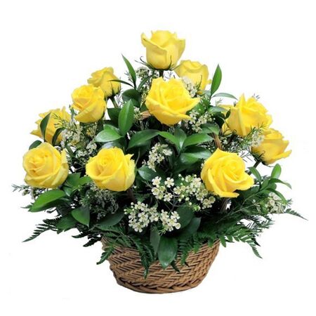 one dozen yellow roses basket to vietnam