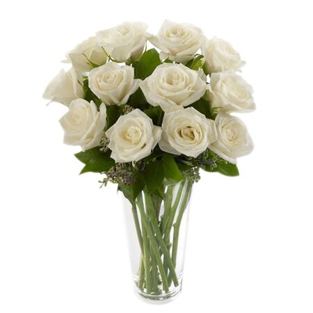 one dozen classic white roses to vietnam