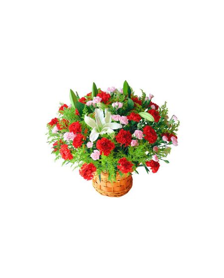 36 Red Carnations and 2 stalks White Perfume lilies Send to Vietnam